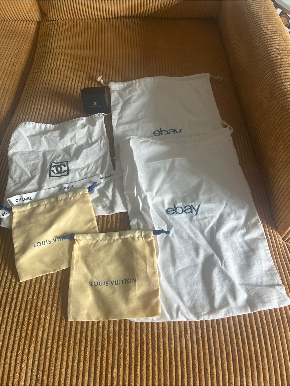 Louis Vuitton, Chanel and EBay Dust Bags Set - Yellow and White